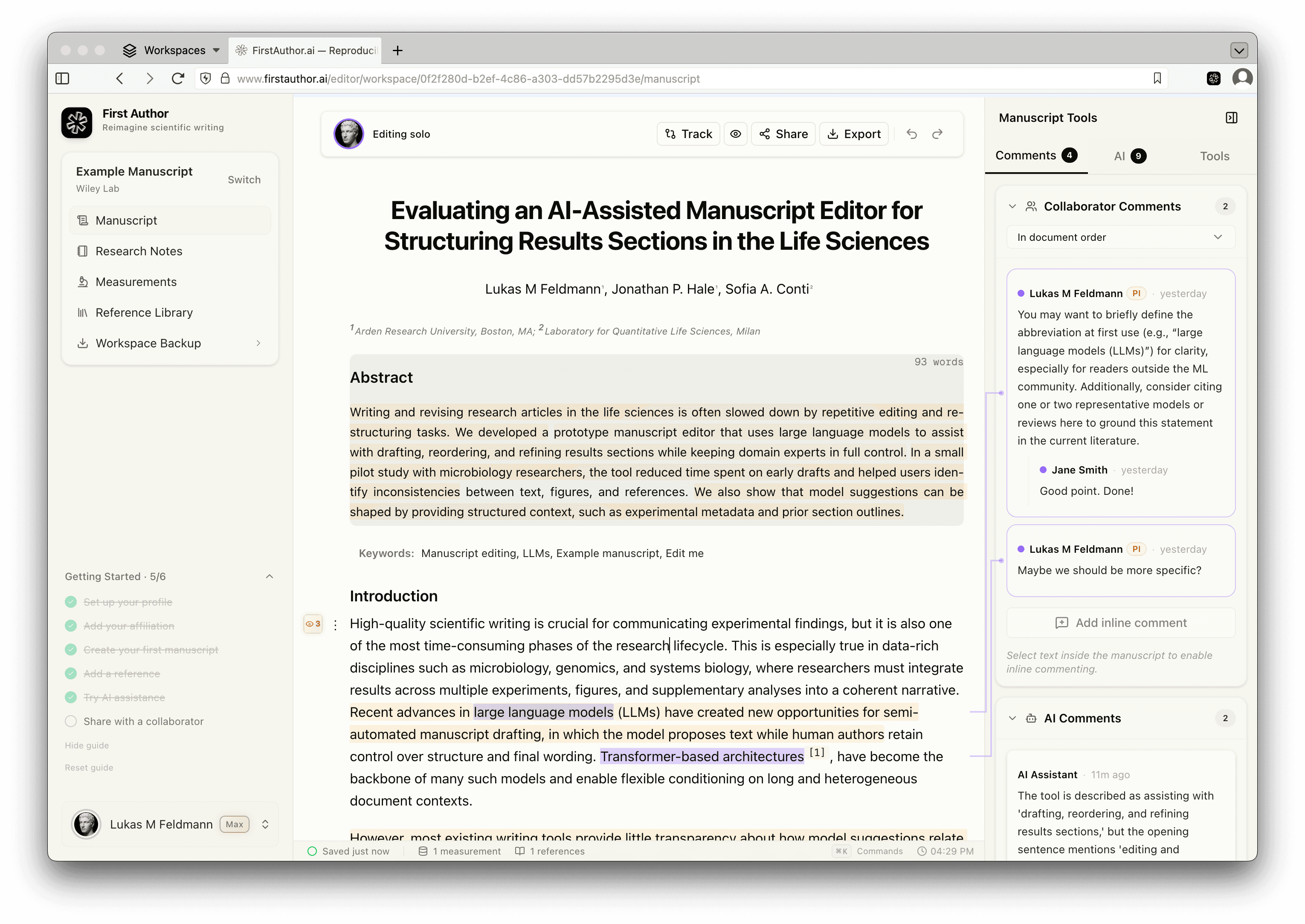 Write your manuscript with AI assistance
